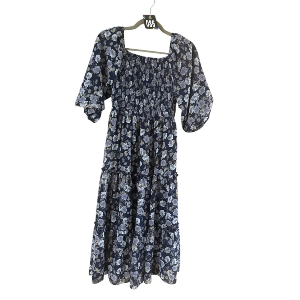 Women's MIKAROSE Navy Floral Midi Dress M - Picture 3 of 8